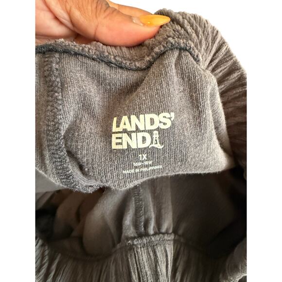 Land's End Pants Plus Gray Corduroy Pull On Stretch Basic Mature Size 1X - Picture 2 of 12